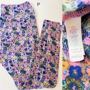 Lularoe Pink & Floral Fun Leggings